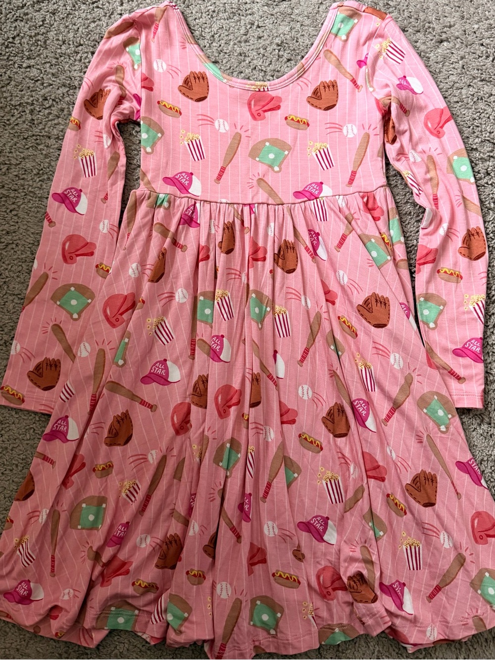 Little Sleepies All Stars Baseball Long Sleeve Dress size 7